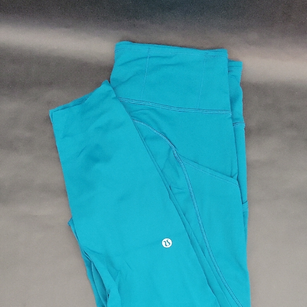 Lululemon Fast And Free Teal Leggings Size 8